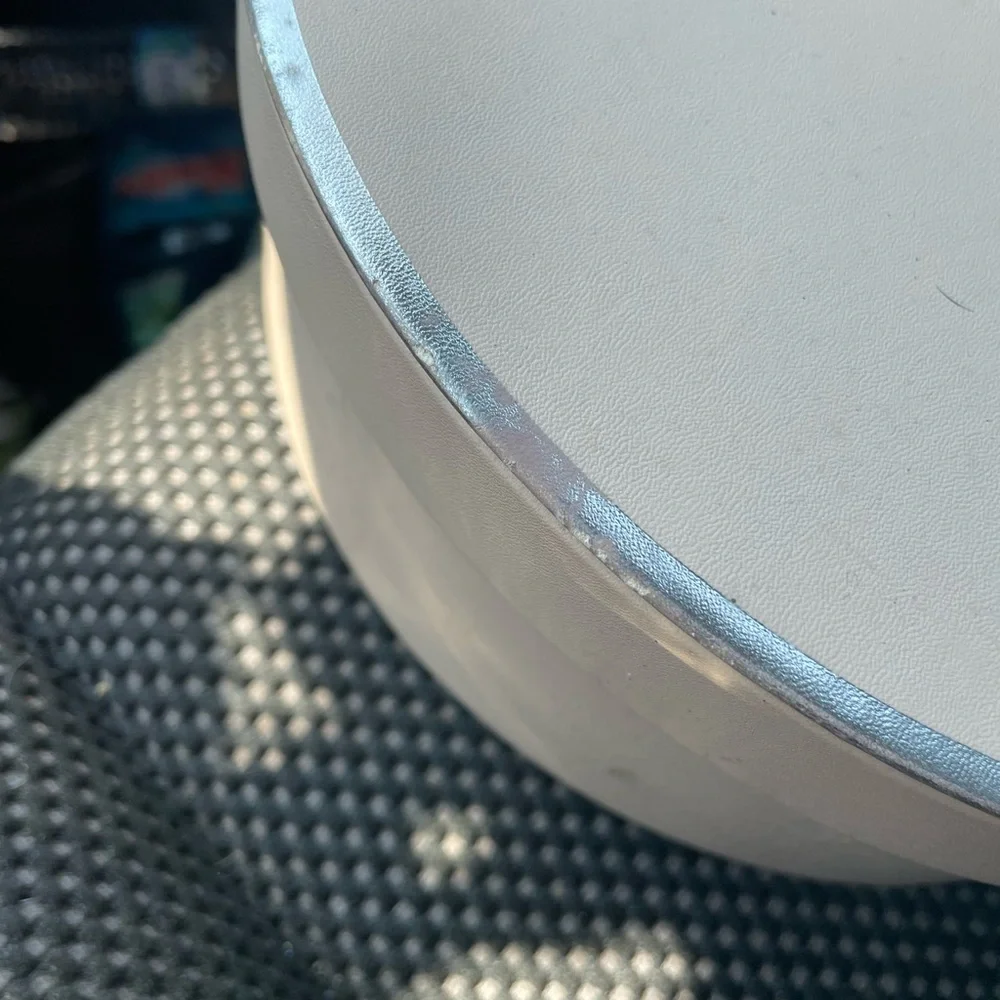 Chloé Round Cream Hat Box with Pale Blue Trim